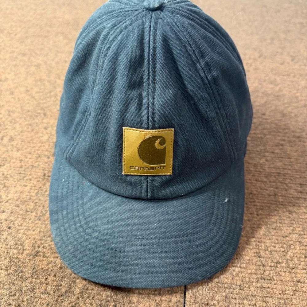 C+ Carhartt Mens Navy Blue Cotton Duck Ear Flap Winter‎ Work Hat Cap RN14806